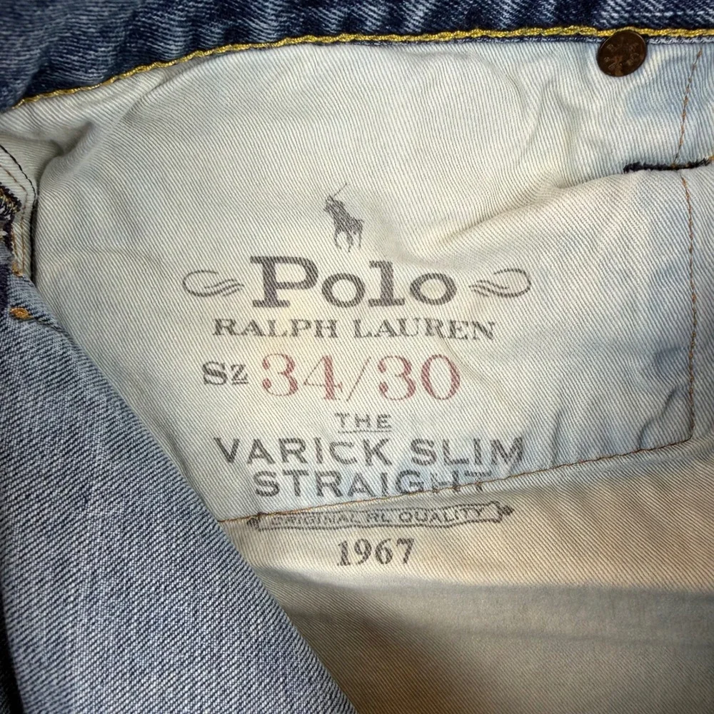 Polo‎ Ralph Lauren Mens Varick Straight Leg Button Fly Blue Jeans 34x30 Denim